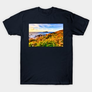 Godrevy Lighthouse Sunset Cornwall T-Shirt